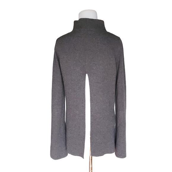 Robert Rodriguez Gray Wool Cashmere Bell Sleeve Open Back Rib Sweater Sz Small - Picture 8 of 11